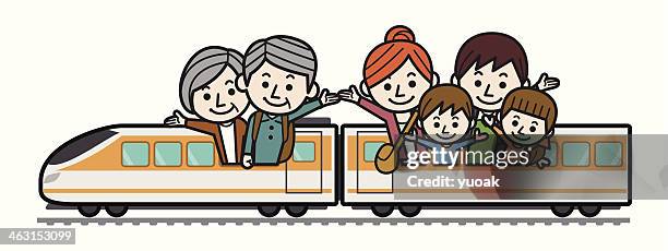 stockillustraties, clipart, cartoons en iconen met train trip - elektrische trein