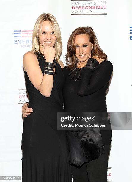 Lise Evans and designer Donna Karan attends the "Not One More" Event at Urban Zen on February 10, 2015 in New York City.