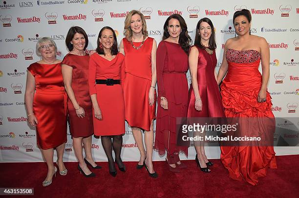 Virginia Miller, Helena Foulkes, Margaret A. Hamburg, Susan Spencer, Andie MacDowell, Kassie Means and Jennifer Donelan attend the Woman's Day Red...