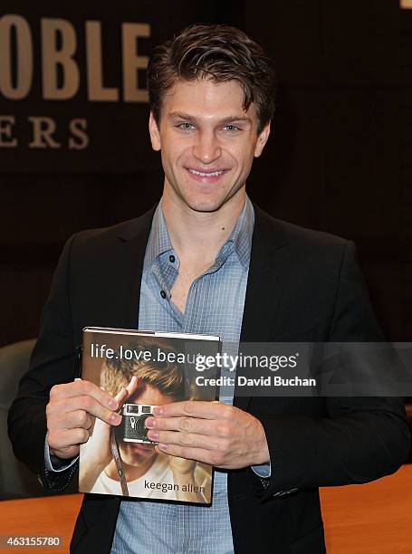 Actor Keegan Allen signs copies of his book "life.love.beauty" at Barnes & Noble bookstore at The Grove on February 10, 2015 in Los Angeles,...