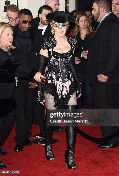 Singer Madonna attends The 57th Annual GRAMMY Awards at the STAPLES Center on February 8, 2015 in Los Angeles, California.