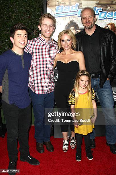 Actors Bradley Steven Perry, Jason Dolley, Leigh-Allyn Baker, Mia Talerico and Eric Allan Kramer attend the Disney Channel Original Movie "Bad Hair...