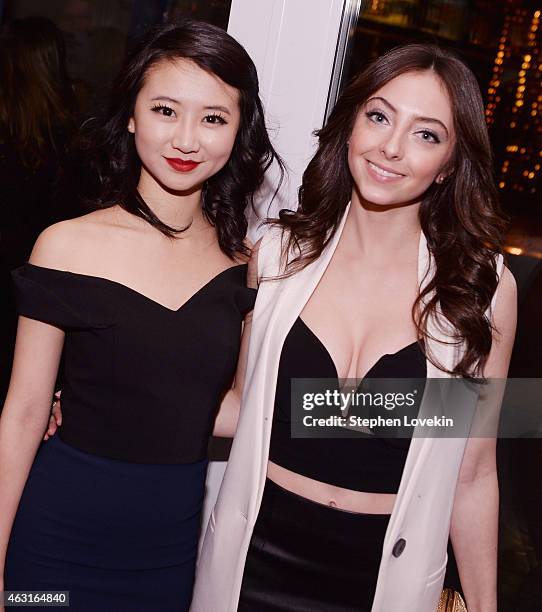 Actors Annie Q and Emily Morden attend the after party for a special screening of "The Rewrite" hosted by The Cinema Society and Brooks Brothers at...