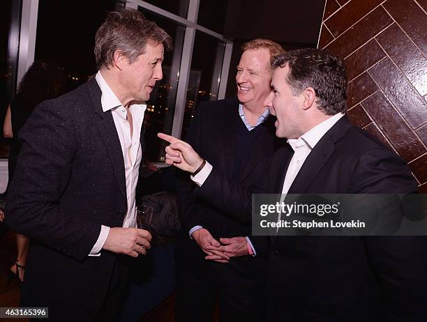 Actor Hugh Grant, NFL Commissioner Roger Goodell, and Under Armour founder and CEO Kevin Plank attend the after party for a special screening of "The...