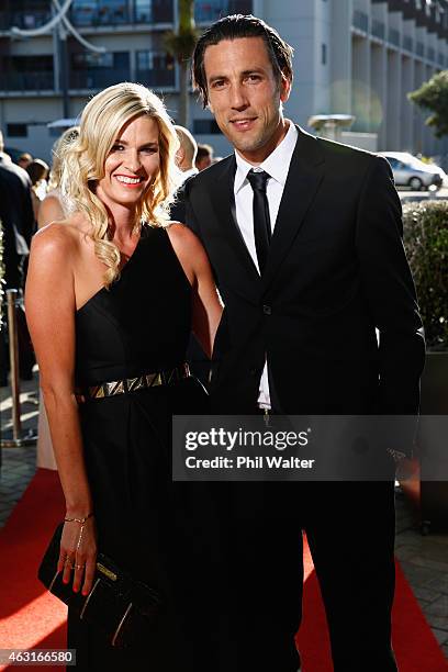 Ivan Vicelich and Marisa Vicelich arrive at the 2015 Halberg Awards at Vector Arena on February 11, 2015 in Auckland, New Zealand.