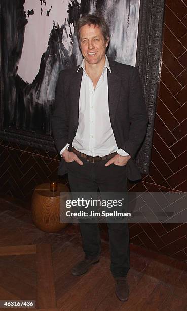 Actor Hugh Grant attends The Cinema Society and Brooks Brothers host a screening of "The Rewrite" after party at The Jimmy at the James Hotel on...