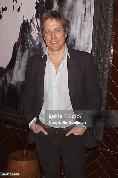 Actor Hugh Grant attends The Cinema Society and Brooks Brothers host a screening of "The Rewrite" after party at The Jimmy at the James Hotel on...
