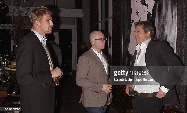 Photographer Nick Hunt, publicist Shane Kidd and actor Hugh Grant attend The Cinema Society and Brooks Brothers host a screening of "The Rewrite"...