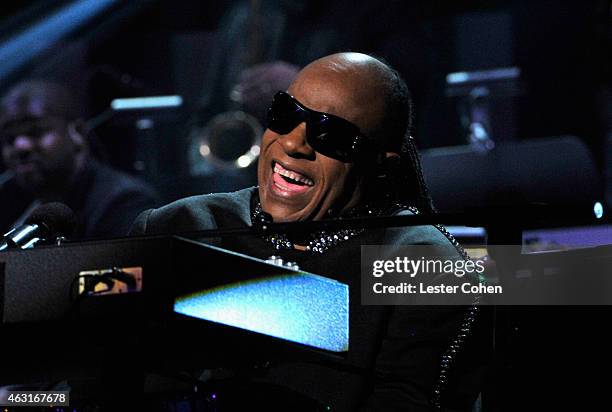 Honoree Stevie Wonder performs onstage during Stevie Wonder: Songs In The Key Of Life - An All-Star GRAMMY Salute at Nokia Theatre L.A. Live on...