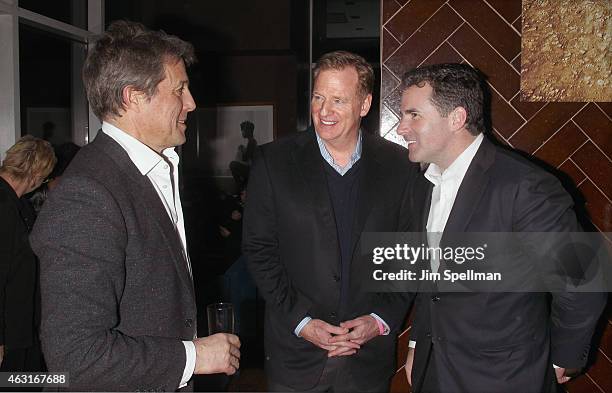 Actor Hugh Grant, commissioner of the National Football League Roger Goodell and CEO and founder of Under Armour Kevin Plank attend The Cinema...