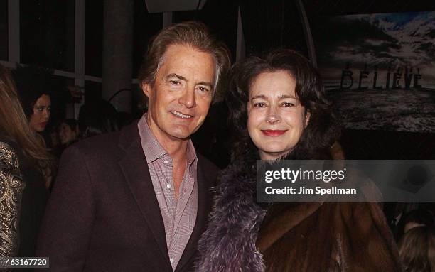 Actors Kyle MacLachlan and Sean Young attend The Cinema Society and Brooks Brothers host a screening of "The Rewrite" - after party at The Jimmy at...