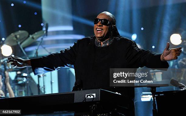 Recording artist Stevie Wonder performs onstage during Stevie Wonder: Songs In The Key Of Life - An All-Star GRAMMY Salute at Nokia Theatre L.A. Live...