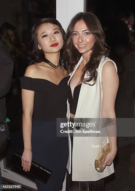 Actors Annie Q.and Emily Morden attend The Cinema Society and Brooks Brothers host a screening of "The Rewrite" after party at The Jimmy at the James...