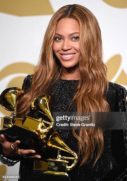 Beyonce poses at the The 57th Annual GRAMMY Awards on February 8, 2015 in Los Angeles, California.