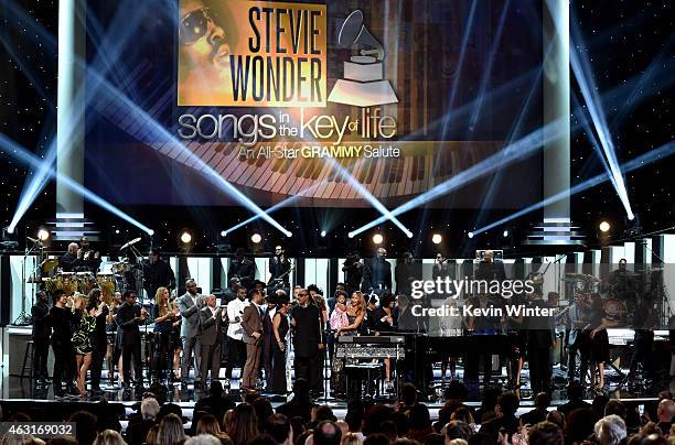 Attendees including honoree Stevie Wonder, recording artists Beyonce, John Legend, Lady Gaga, Jason Derulo, Annie Lennox, Gladys Knight, Ariana...