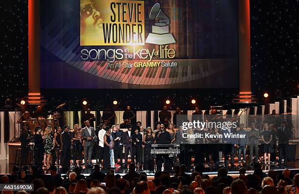 Attendees including honoree Stevie Wonder, recording artists Beyonce, John Legend, Lady Gaga, Jason Derulo, Annie Lennox, Gladys Knight, Ariana...