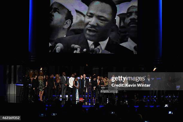 Attendees including honoree Stevie Wonder, recording artists Beyonce, John Legend, Lady Gaga, Jason Derulo, Annie Lennox, Gladys Knight, Ariana...