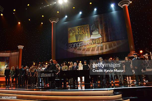 Attendees including honoree Stevie Wonder, recording artists Beyonce, John Legend, Lady Gaga, Jason Derulo, Annie Lennox, Gladys Knight, Ariana...