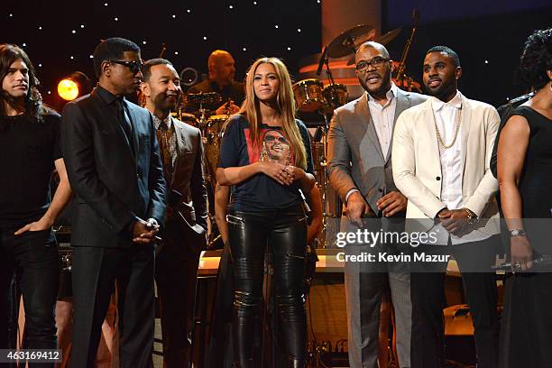 Attendees including honoree Stevie Wonder, recording artists Beyonce, John Legend, Lady Gaga, Jason Derulo, Annie Lennox, Gladys Knight, Ariana...