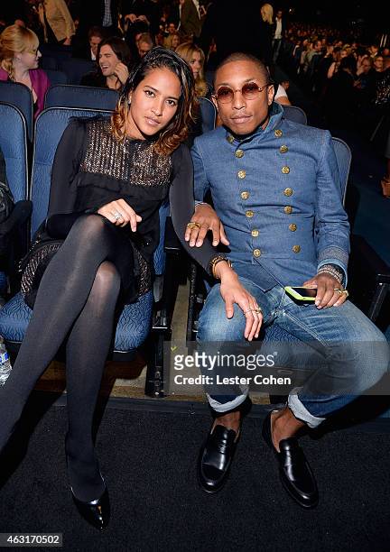 Model Helen Lasichanh and recording artist Pharrell Williams attend Stevie Wonder: Songs In The Key Of Life - An All-Star GRAMMY Salute at Nokia...