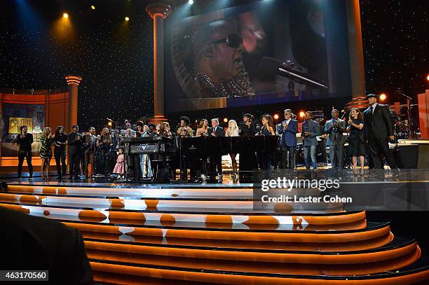 Attendees including honoree Stevie Wonder, recording artists Beyonce, John Legend, Lady Gaga, Jason Derulo, Annie Lennox, Gladys Knight, Ariana...