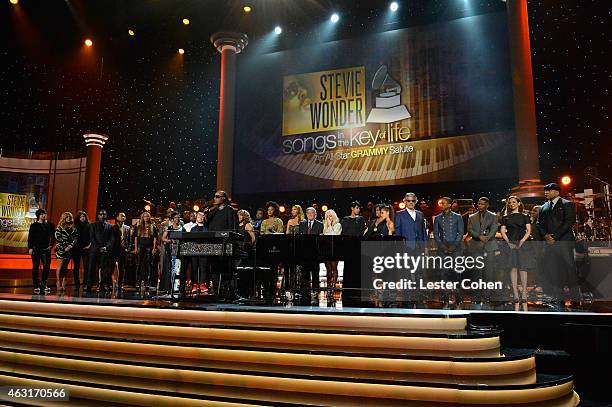 Attendees including honoree Stevie Wonder, recording artists Beyonce, John Legend, Lady Gaga, Jason Derulo, Annie Lennox, Gladys Knight, Ariana...