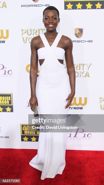 Actress Lupita Nyong'o attends the 19th Annual Critics' Choice Movie Awards at Barker Hangar on January 16, 2014 in Santa Monica, California.