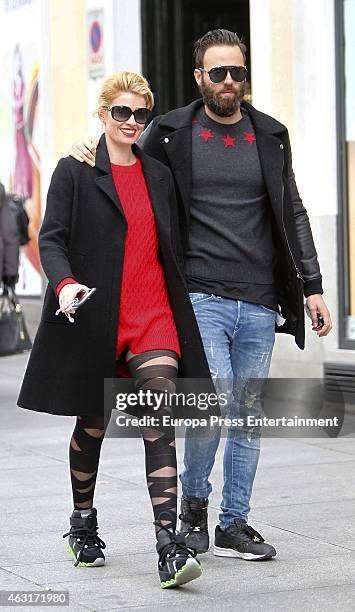 Adriana Abenia and Sergio Abad are seen on February 10, 2015 in Madrid, Spain.