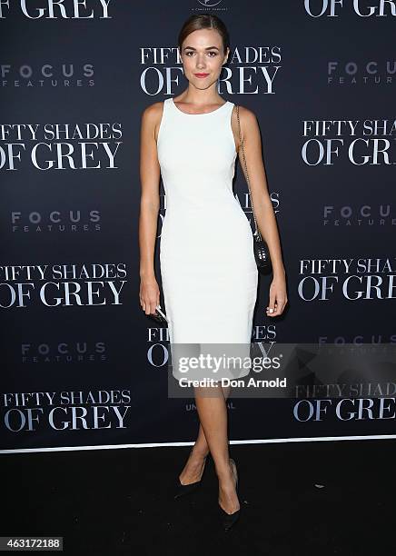 Demi Harman arrives at the "Fifty Shades of Grey" screening at the Entertainment Quarter on February 11, 2015 in Sydney, Australia.