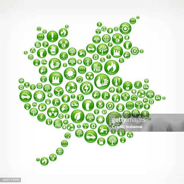 maple leaf on green energy buttons - spring car stock illustrations