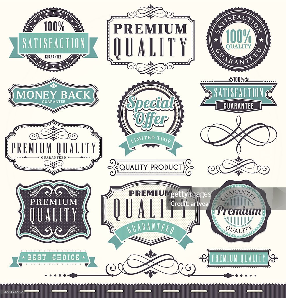 Marketing badges and vintage frame set