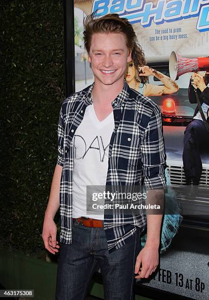 Actor Calum Worthy attends the Los Angeles premiere of "Bad Hair Day" a Disney Channel original movie at Walt Disney Studios on February 10, 2015 in...