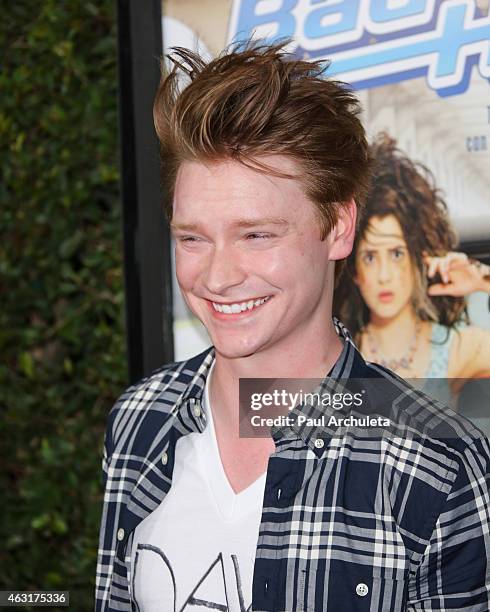 Actor Calum Worthy attends the Los Angeles premiere of "Bad Hair Day" a Disney Channel original movie at Walt Disney Studios on February 10, 2015 in...