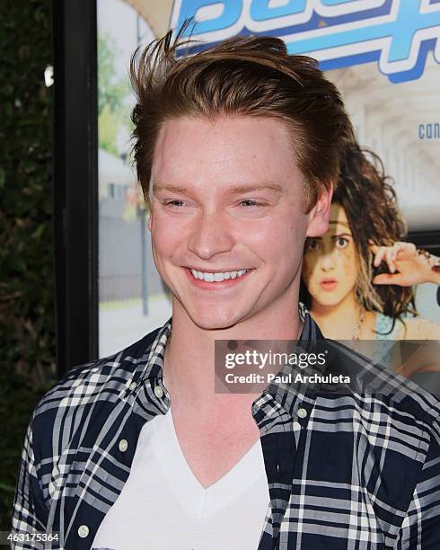 Actor Calum Worthy attends the Los Angeles premiere of "Bad Hair Day" a Disney Channel original movie at Walt Disney Studios on February 10, 2015 in...