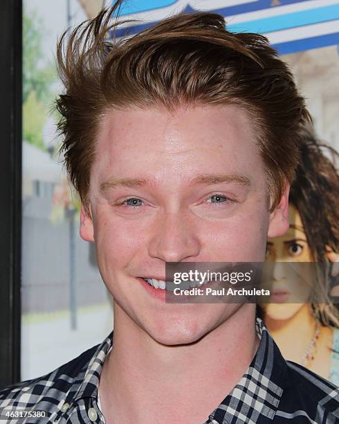 Actor Calum Worthy attends the Los Angeles premiere of "Bad Hair Day" a Disney Channel original movie at Walt Disney Studios on February 10, 2015 in...