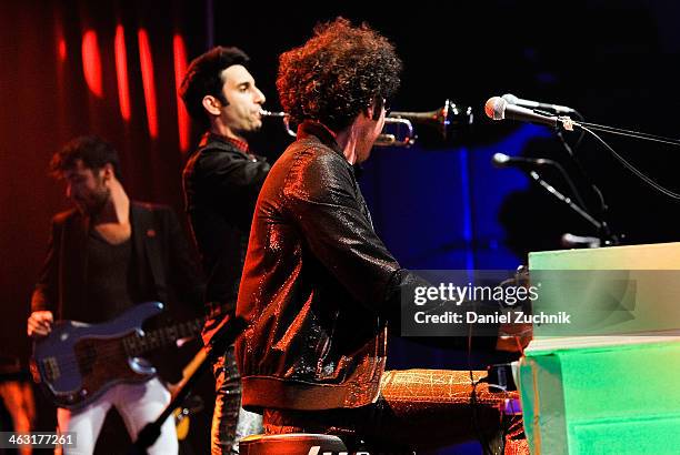 Chad Vaccarino and Ian Axel of A Great Big World perform at Highline Ballroom on January 16, 2014 in New York City.