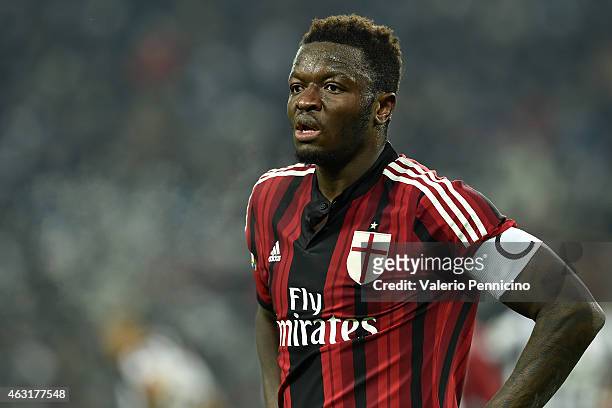 Sulley Ali Muntari of AC Milan looks on during the Serie A match between Juventus FC and AC Milan at Juventus Arena on February 7, 2015 in Turin,...