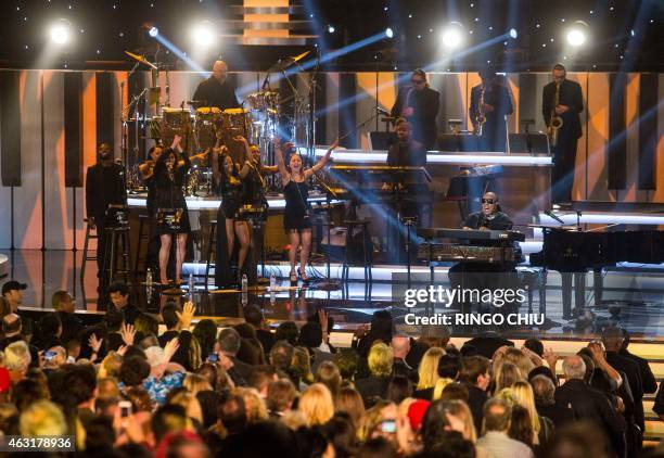 Honoree Stevie Wonder performs during the finale of the concert, Stevie Wonder: Songs In The Key Of Life - An All-Star GRAMMY Salute, at Nokia...