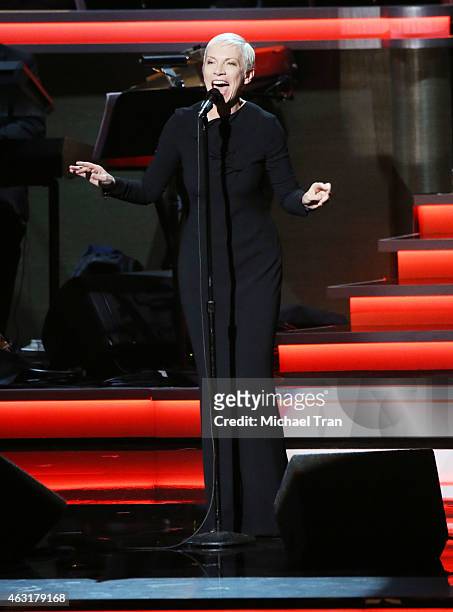 Annie Lennox performs onstage during the Stevie Wonder: Songs In The Key Of Life - An All-Star GRAMMY Salute held at Nokia Theatre L.A. Live on...