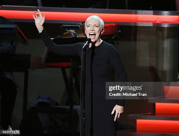 Annie Lennox performs onstage during the Stevie Wonder: Songs In The Key Of Life - An All-Star GRAMMY Salute held at Nokia Theatre L.A. Live on...