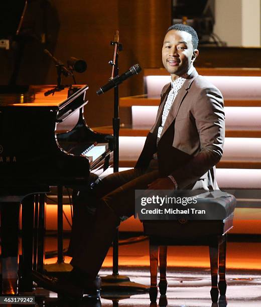 John Legend performs onstage during the Stevie Wonder: Songs In The Key Of Life - An All-Star GRAMMY Salute held at Nokia Theatre L.A. Live on...