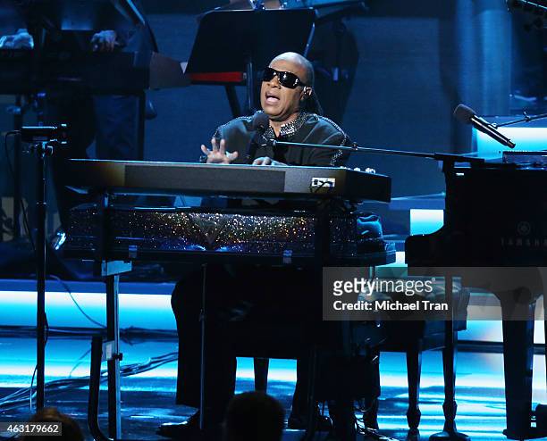 Stevie Wonder performs onstage during the Stevie Wonder: Songs In The Key Of Life - An All-Star GRAMMY Salute held at Nokia Theatre L.A. Live on...