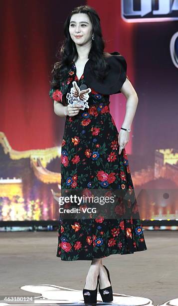 Actress Fan Bingbing attends press conference of TV show "Brilliant Chinese" on February 11, 2015 in Shanghai, China.