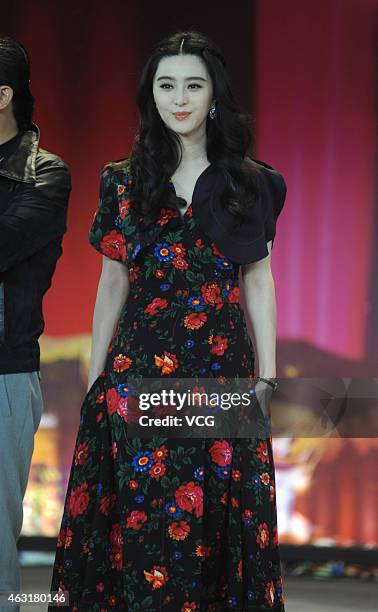 Actress Fan Bingbing attends press conference of TV show "Brilliant Chinese" on February 11, 2015 in Shanghai, China.