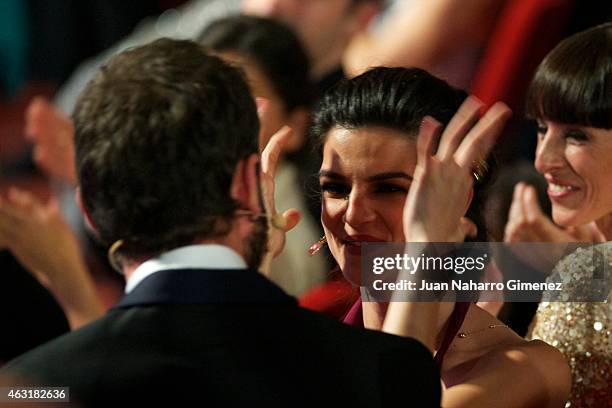 Dani Rovira and Clara Lago attend the 2015 edition of the 'Goya Cinema Awards' ceremony at Centro de Congresos Principe Felipe on February 7, 2015 in...