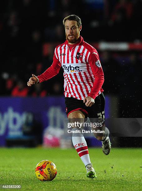 Ryan Harley of Exeter City in action during the Sky Bet League Two match between Exeter City and Cambridge United at St. James Park on February 10,...