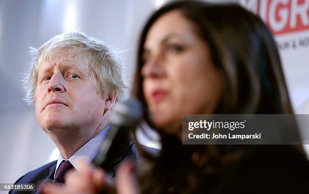 The Mayor of London Boris Johnson and Baroness Joanna Shields of the House of Lords attends NY-LON Tech Challenge at Emigrant Savings Bank on...