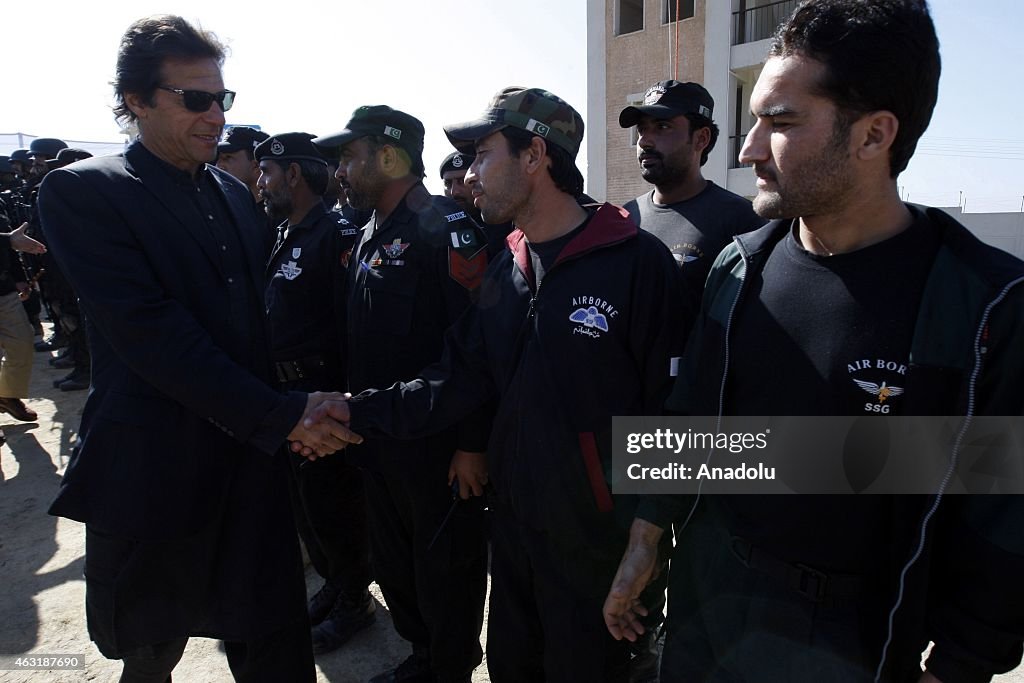 Pakistani male and female police commandos attend training in Peshawar