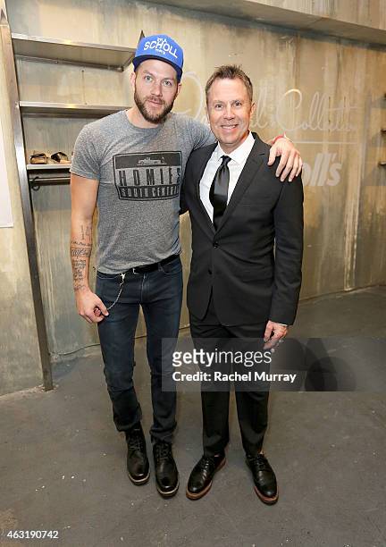 Johnny Wujek and James Sowins, Creative Director and Brand Director for Dr. Scholls attend Dr. Scholl's celebrates The Original Exercise Sandal at...