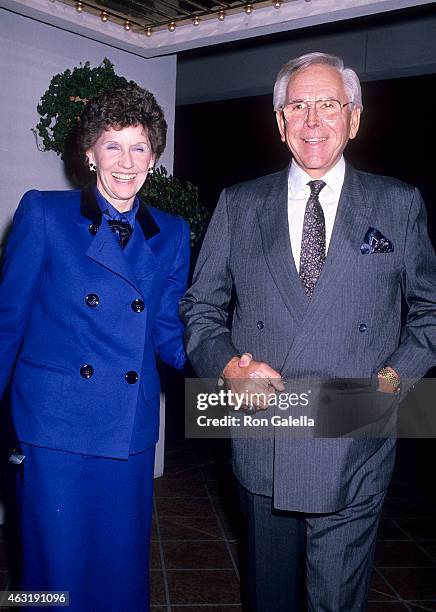 Reverend Robert H. Schuller and wife Arvella Schuller attend the Thanksgiving Dinner Gala and Auction on November 20, 1988 at the Irvine Marriott...